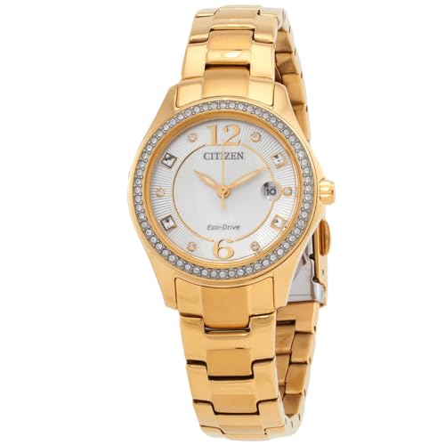 Citizen Crystal Eco-Drive Champagne Dial Ladies Watch FE1147-79P