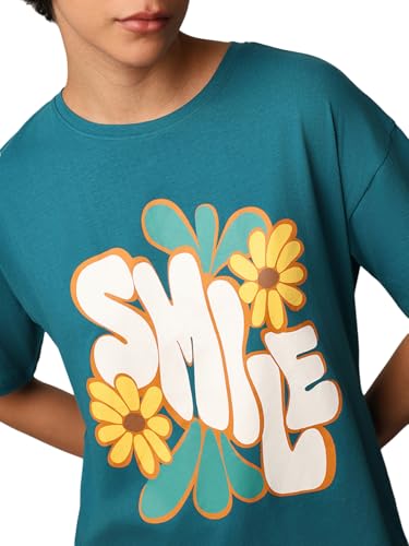 ONLY Women's Boxy Fit Blue T-Shirt