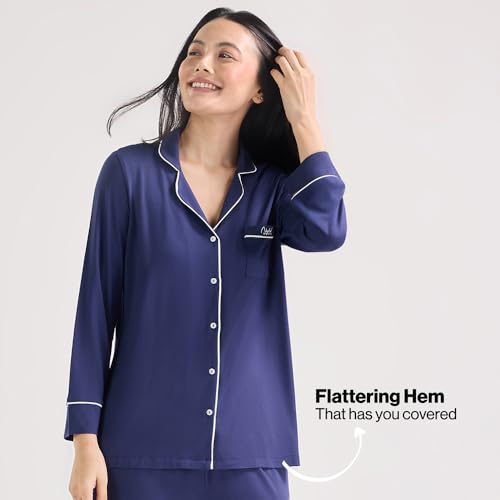 NYKD Sumptuously Soft Button Down Pajama Set - Navy NYS001-2XL