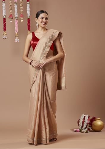 SALWAR STUDIO Red Satin Sleeveless Readymade Blouse