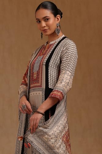 Soch Womens Black Georgette Ethnic Motifs Suit Set With Sequins