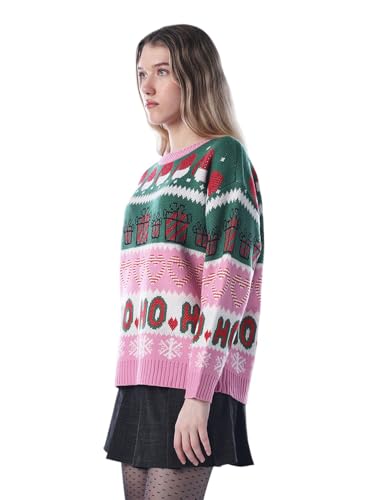 ONLY Women's Self Design Regular Fit Pink Sweater