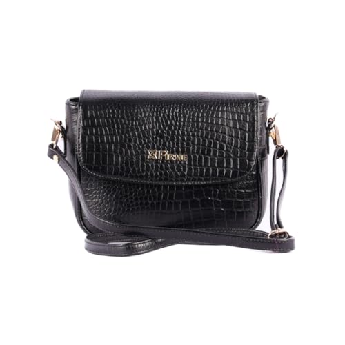 Firme Croco Women's Leather Sling Bag | Sling Bag for Women | Lightweight | Black