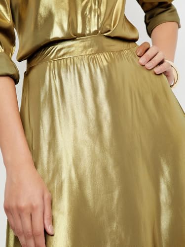 Women Shimmer A-line Skirt, Gold, XL