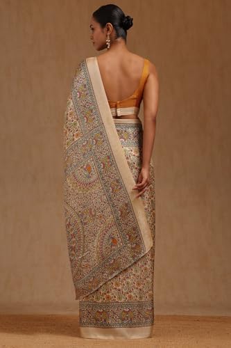 Soch Womens Yellow Art Silk Floral Print Saree
