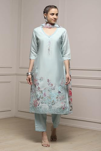 Biba Women Blue Modal Digital Print Unstitched Suit Set_FREE SIZE
