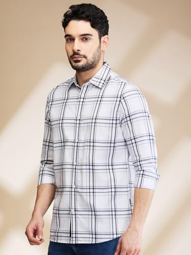 Being Human White Coloured Men Shirts (Size: L)-BHMLSLV24535-WHITE