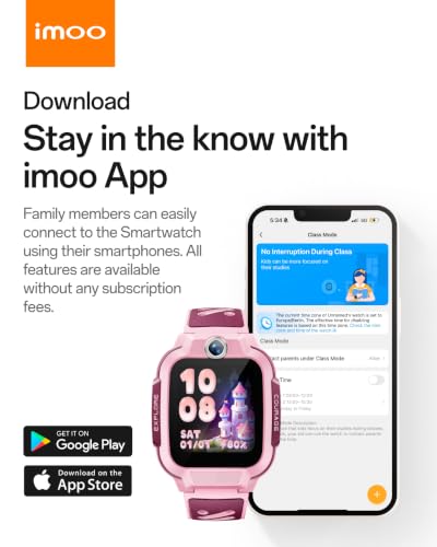imoo Z3 Kids Smartwatch, 4G Video/Voice Call & Real-time GPS Tracker, 1.5″ HD Screen IP68 20m Waterproof, 8GB Large Storage Parent Control and Safety Protection(Pink) (Pink)