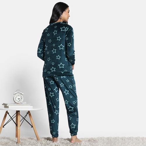 Zivame Velour Loungewear Set, Dark Sea, XXL