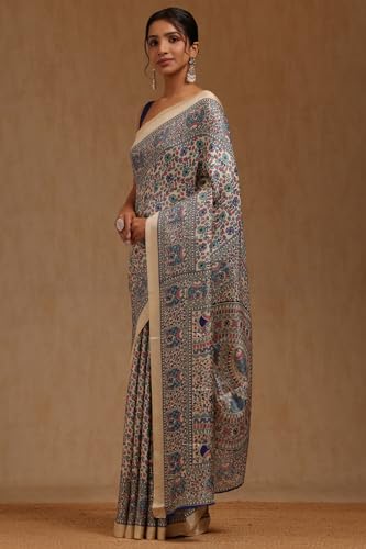 Soch Womens Blue Art Silk Floral Print Saree
