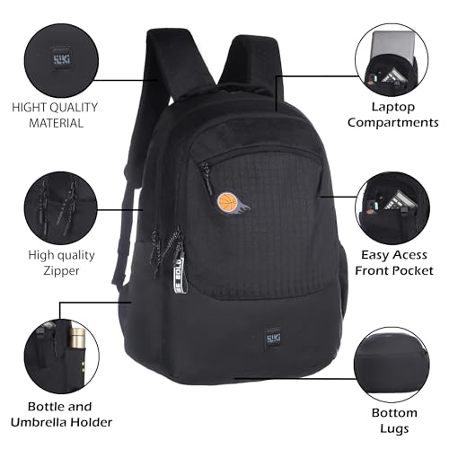 Wildcraft Nylon backpack Multi compartments, front pocket, bottle holder, School bags College bag for women and men, Ideal for school, college, office & travel 13520(Wiki_2 Dot_3D Black)