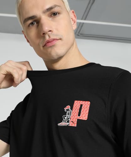 Puma Men's Graphic Print Regular Fit T-Shirt (630797_Black