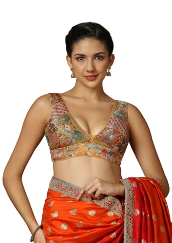 Salwar Studio Women's Mustard Woven Design Saree Blouse-LV-0007-MSTD-42