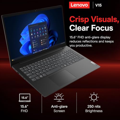 Lenovo 15.6" FHD Laptop for Student with Office 365, 16GB DDR5 RAM, 512GB PCIe SSD, Intel Quad-Core Processor, Copilot AI, WiFi 6, Bluetooth, USB-C, HDMI, Fast Charging, Long Battery, Windows 11