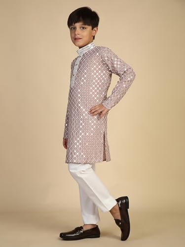 Pro-Ethic Style Developer Boys Cotton Kurta Pajama For Kid's Ethnic Wear | Cotton Kurta Pajama (S-268), 6-7 years, Pink