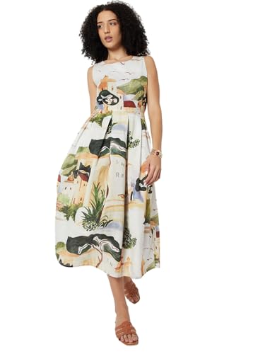 Max Kalki X Max Women Printed Midi Dress (White_XL)