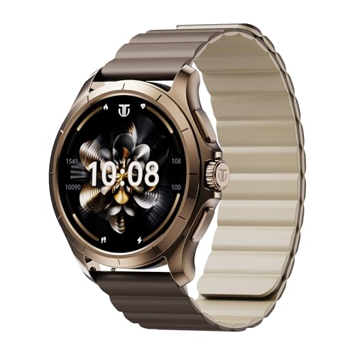 Titan Evoke 2.0, 1.32" AMOLED Display Smart Watch with AOD,1000 Nits, Functional Crown, Magnetic Strap, Metal Body,Fast Charge,24/7 Health Suite, BT Calling, SpO2, HRM, IP68 Smartwatch - Cocoa Brown