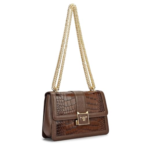 Da Milano Leather Shoulder Bag for Women - Brown (01607OL)