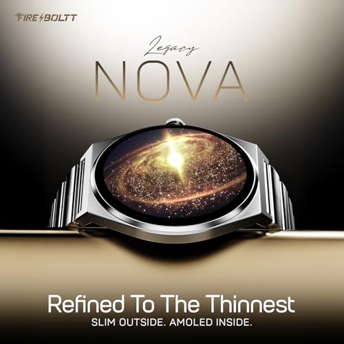 Fire-Boltt Phoenix Nova Smartwatch 1.43” Slim Super AMOLED Display, 466x466 Pixel Always-On Display, Bluetooth Calling, Health Tracker for Men & Women Titan Silver