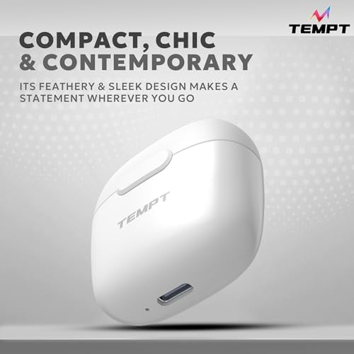 TEMPT Dots True Wireless in Ear Earbuds with up to 40Hrs Playtime, Bluetooth 5.2 Wireless Headphones, Touch Control TWS,100 hrs of Standby Time, IPX5 Water, Sweat Resistant (White)