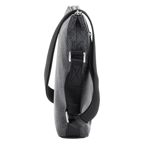GUESS Men Black Polyurethane Monogram Vezzola Eco Xbody Bag with Zipper