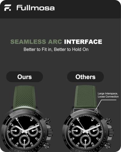 Fullmosa 22mm No‑Gap Curved Silicone Watch Strap, Army Green | [No Watch]Premium Strap for Samsung Galaxy Watch 46mm,Gear S3,Huawei GT2 46mm,Fossil Gen6,Noise ColorFit Ultra,boAt Xtend Pro