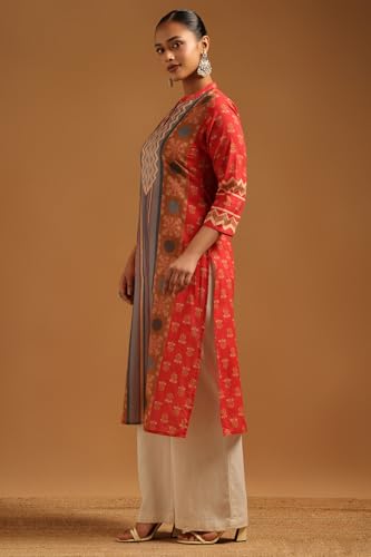 Soch Womens Rust Pure Cotton Floral Kurta