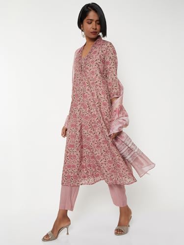 Max Women Floral Print A-line Kurta Set (Pink_L)