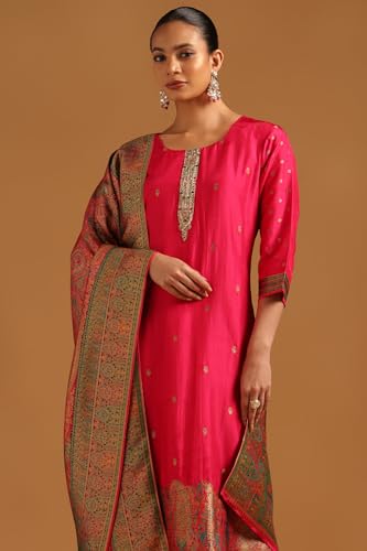 Soch Womens Fuchsia Viscose Salwar Suit With Cutdana