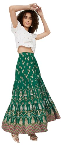 Max Rayon Western Skirt Dark Green