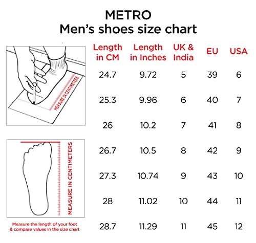 Metro Men Black Leather Men Flat Shoes (19-6100-11-41) Size (7 UK/India (41EU))