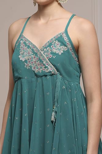 Biba Women's Polyester Kurta Set (SKDVRNSI30839AW25EMGR_Emarlend Green