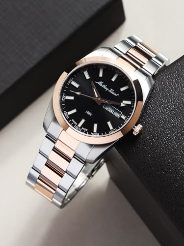 Mathey-Tissot Swiss Made Mathy I Day-Date Quatrz Black Dial Analog Watch for Men - H453RN