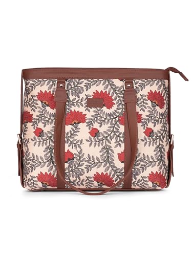 ZOUK Nawabi Couture Handmade Vegan Leather Women's Office Bag for 15.6 inch Laptop with double handles - WavBeach