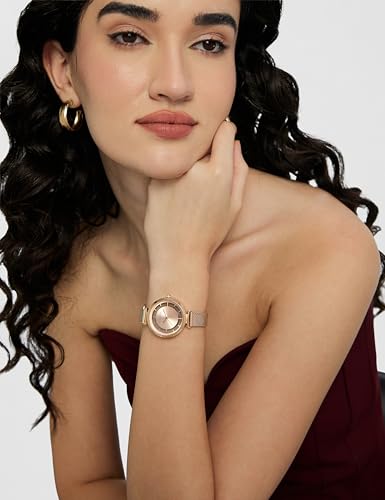 Giordano Analog Rose Gold See Through Dial Stylish Women's Watch
