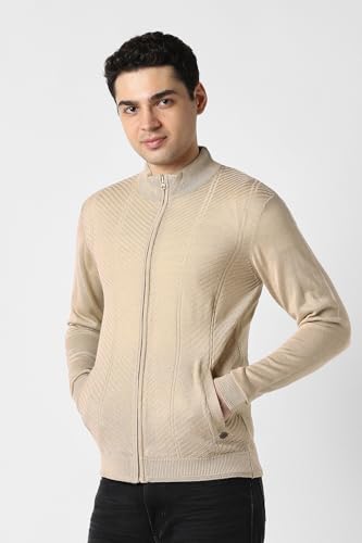 Men Beige Textured Sweater