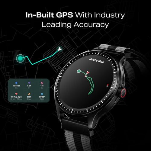 boAt Valour Watch 1 GPS, AI Based Auto Gym Mode, Built-in GPS, Advanced X2 Chip, 6-axis sensors, 3 ATM,15 Days Battery,1.43" AMOLED Display w/Gorilla Glass Smart Watches for Man (Fusion Grey)