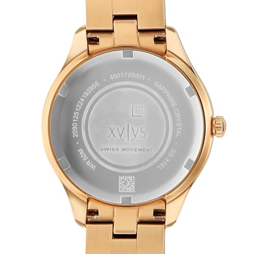 Xylys Amaris with Multifunction with Moon Phase Quartz Maroon Dial Rose Gold Stainless Steel Strap Watch for Women - 45017WM01E