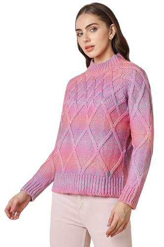 Allen Solly Women Pink Print Round Neck Casual Sweater