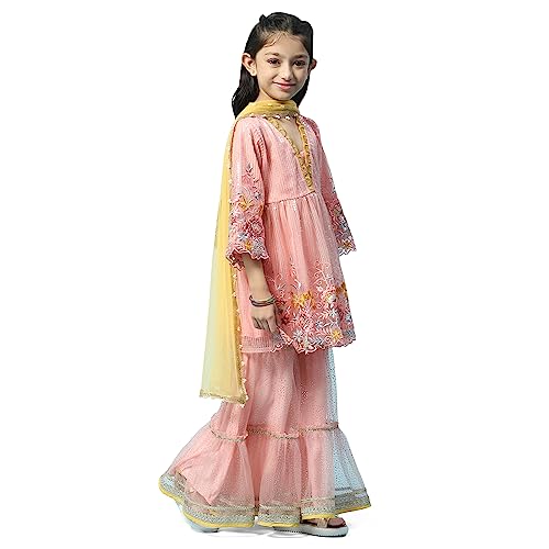 BIBA Girls Polyester Printed Kurta With Pant (Kw5537_Fuchsia_5), 5-6 Years