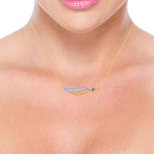 P.C. Chandra Jewellers 14k (585) Yellow Gold and American Diamond Pendant for Women