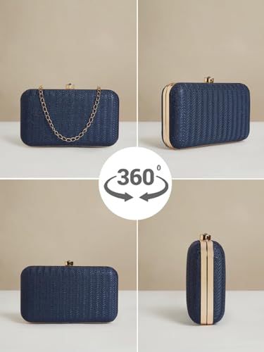 Wizara Women's Oval Frame Clutch | Detachable Chain Sling Strap | Stylish Ladies Purse Wallet for Special Occasions and Evening Events - Superior metal frame with a Chic Design and Eye-Catching Appeal