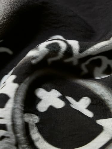 The Souled Store Smiley: Shadow Haze Women and Girls Short Sleeves Collared Neck Button Front Black Printed Viscose Blend Regular Fit Holiday Shirts