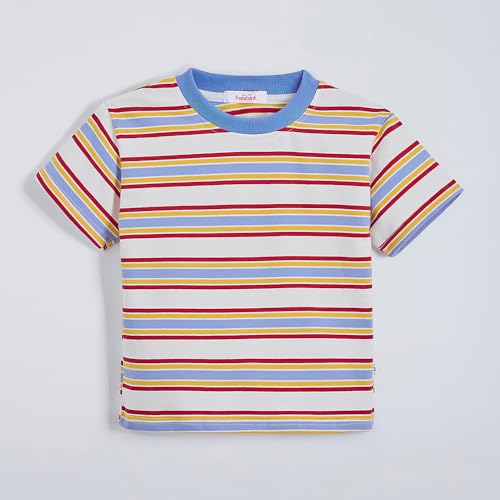 Hopscotch Boys Striped T-shirt and Dungaree Overall Set in White Color For Age (5-6 Years)