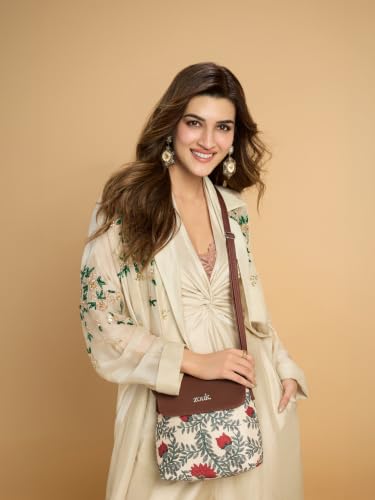 ZOUK Nawabi Couture Floral Printed Women’s Jute Sling Bag | Handcrafted Vegan Leather Multicolor Flap Shoulder Bag