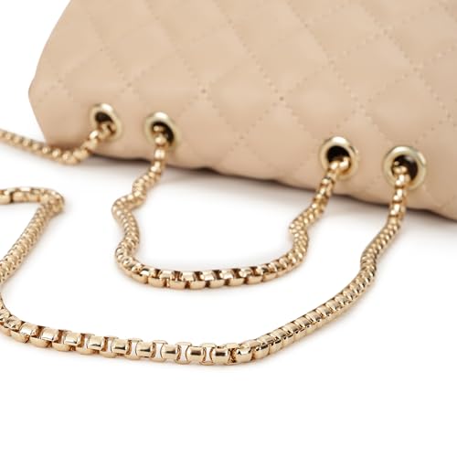 Fastrack Nude PU Structured Quilted Sling Bag for Women | Polished Quilted Chic Exterior | Chain Crossbody