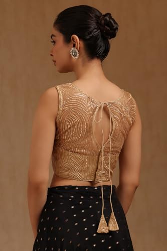 Soch Womens Gold Net Padded Blouse with Sequins