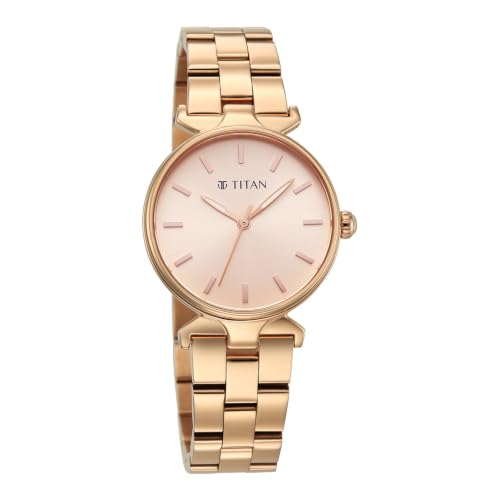 Titan Workday Edit with Quartz Analog Rose Gold Dial IPRG Stainless Steel Strap Watch for Women - 95396WM01