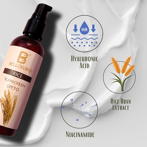 Bellokaira Rice Mineral Sunscreen SPF 50++++ Ultimate Protection for Your Skin | Water & Sweat Resistant, UVA/UVB | Nourishing Niacinamide Formula for Sun-Damaged Skin | Lightweight & Non-Sticky |