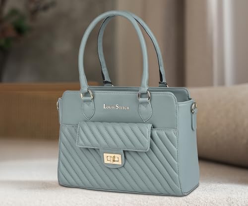 LOUIS STITCH Green Stylish Handbag for Women | Multi Pocket Ladies Satchel Sling Handbag for Travel, Office, College